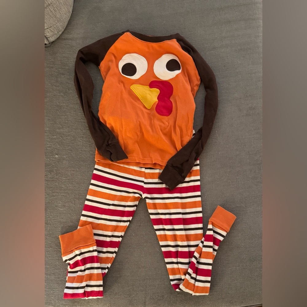 Gymboree Orange and Brown Halloween Turkey Pajamas